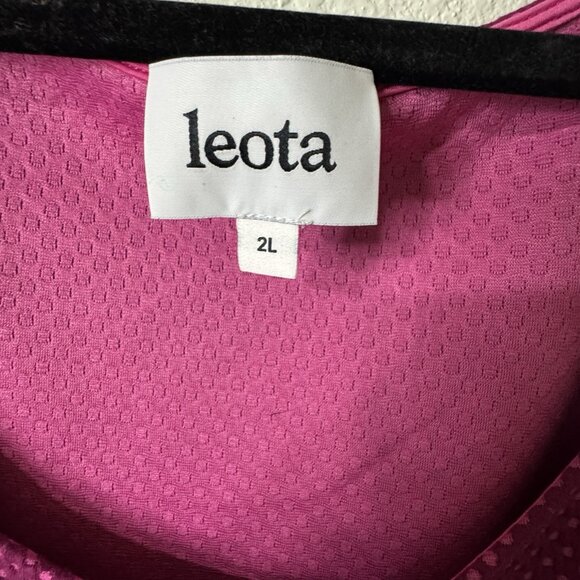 Leota Fit & Flare Scoop Back Dress Pink Honeycomb Circle Cap Sleeve Women’s 2XL - Picture 3 of 7